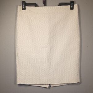 J. Crew Women's White/Tan Patterned Pencil Skirt Size 8